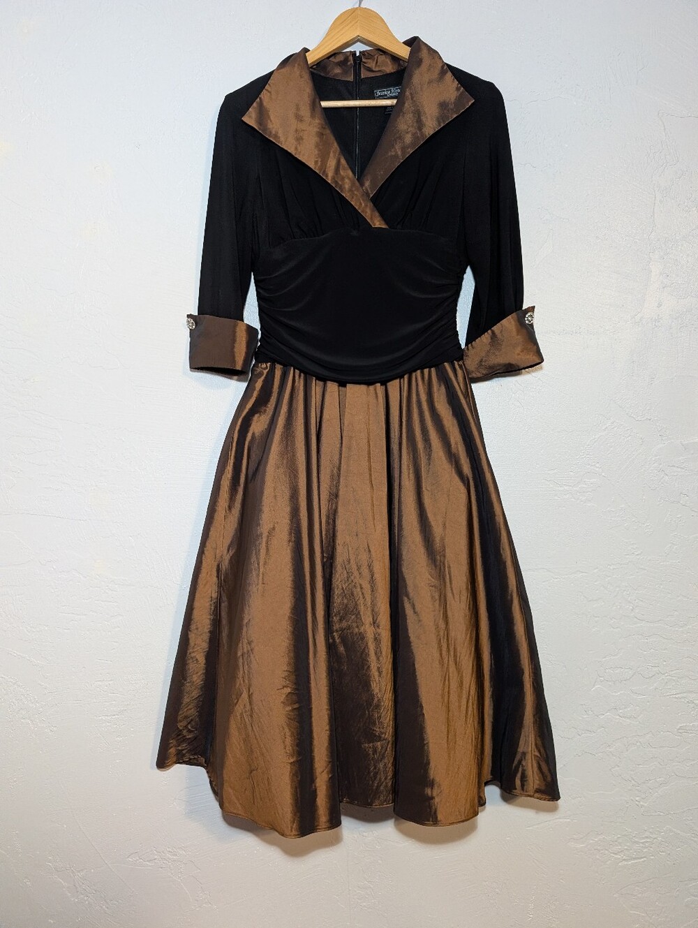 Vintage Black Gold Shimmer Dress Victorian Whimsigoth Halloween Steampunk Witchy